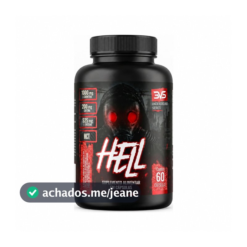 Termogênico Hell 60 cápsulas Fórmula Exclusiva 7 Ingredientes Cafeína, L-carnitina, L-tirosina, Mct, Cromo E Vitaminas
