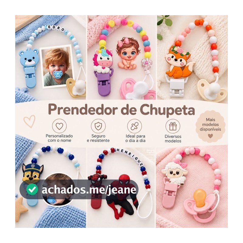 Prendedor de Chupeta Personalizado com nome