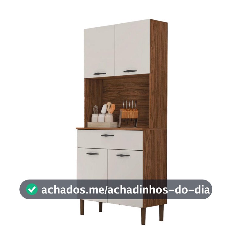 Armário de Cozinha Completa 4 Portas 1 Gaveta Cris Nogueira / Off White Kit's Paraná