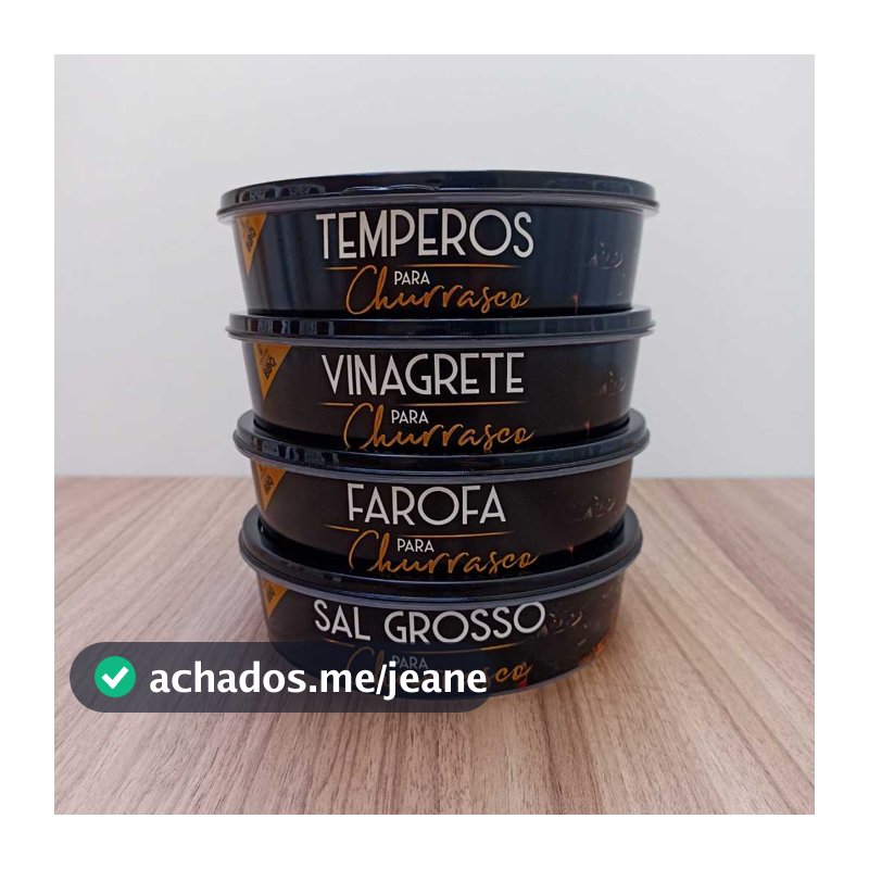 Kit Churrasco com 4 Potes Plásticos 800 ml