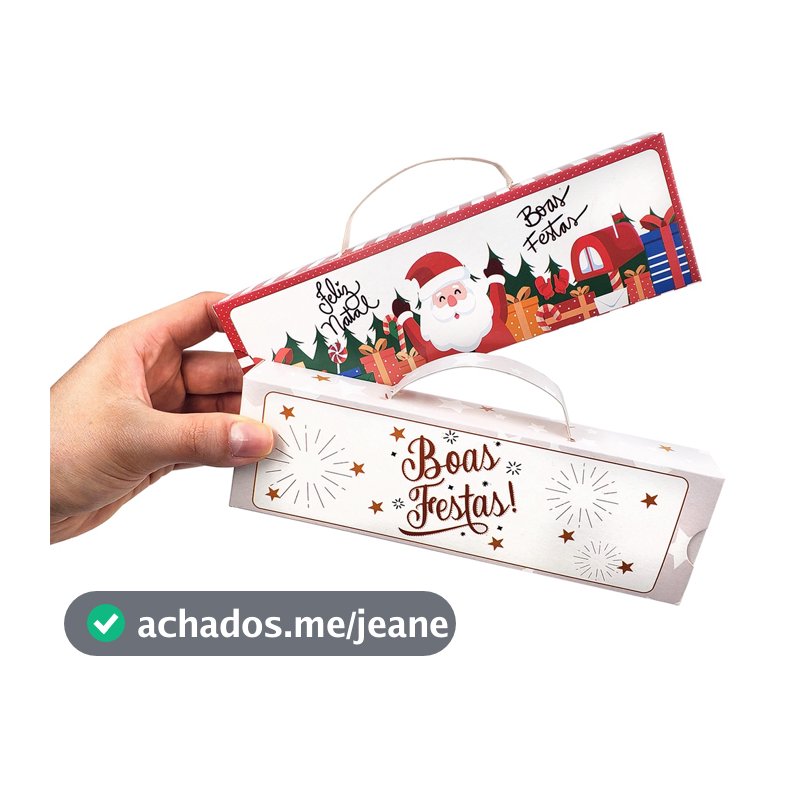 10 Caixas Capa Porta Bis de natal Com Alça. Embalagem de Natal - Monta Fácil (encaixes) Chocobox Natalino