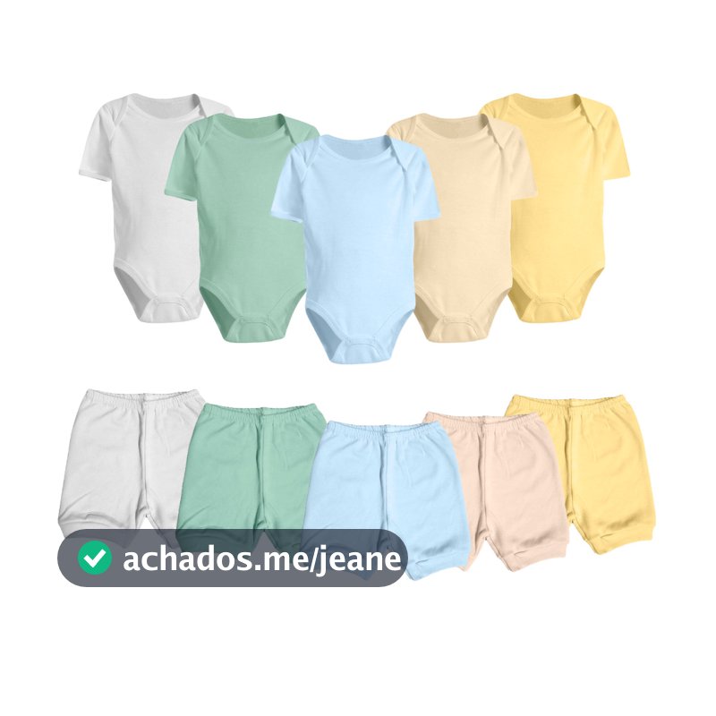 Kit Body Curto e Short Liso Bebê 10 Pçs Enxoval Maternidade