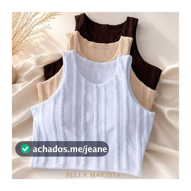 Cropedds Femenino Regata Malha-Ribana Premiun Com Bojo Confortavel Elegante Excelente Elasticidade