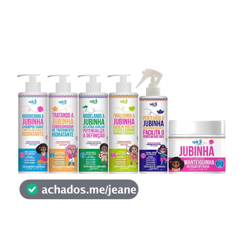 Kit Jubinha Widi Care 6 Produtos Linha Infantil Hipoalergenico Com Creme Levinho Vegano Completo