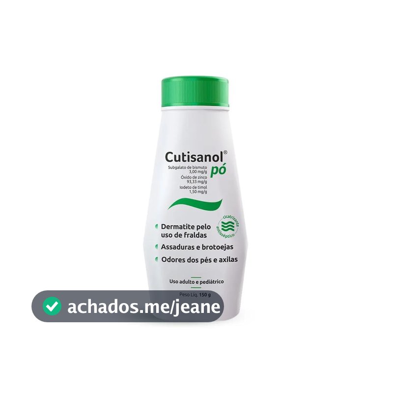 Cutisanol talco 150g pó cicatrizante combate assaduras e dermatites verde original
