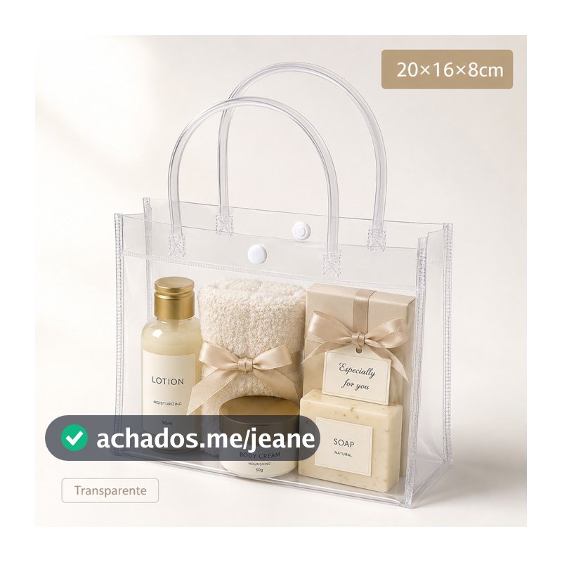 Kit 20 Sacolas de Presente PVC Transparente Reutilizáveis - 5 Tamanhos 20168cm