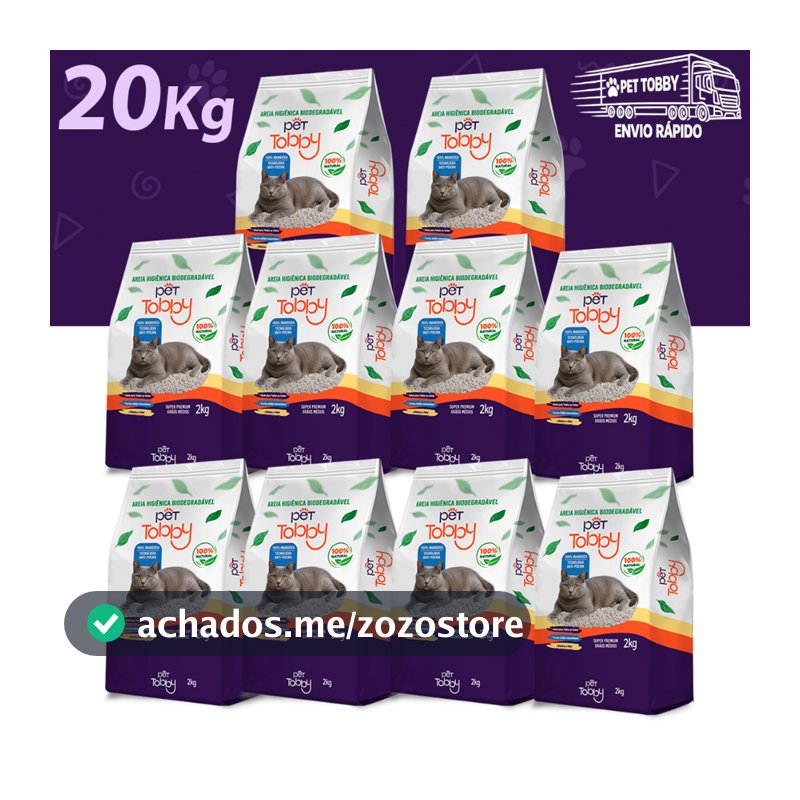 Areia Higiênica Para Gato de Mandioca 10kg e 20Kg Pet Tobby Biodegradável Areia de Gato Sustentável