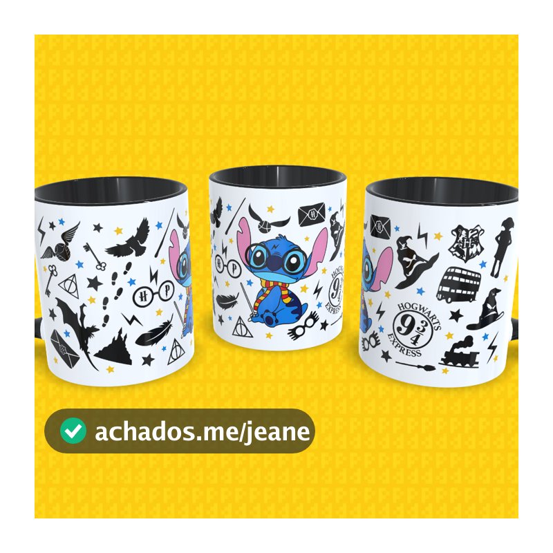 Caneca Stitch Harry Potter Grifinória Hogwarts ✨ Presente Geek Nerd Colecionável Pronta Entrega
