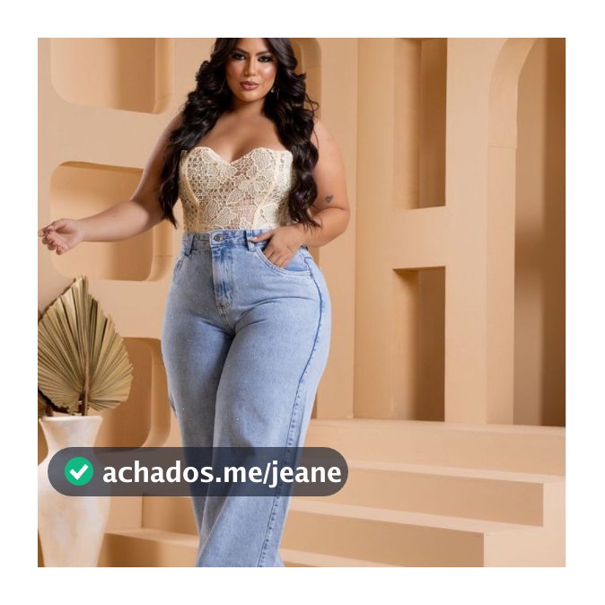 Calça Jeans Feminina Pantalona Wide Leg Plus Size Com Brilho
