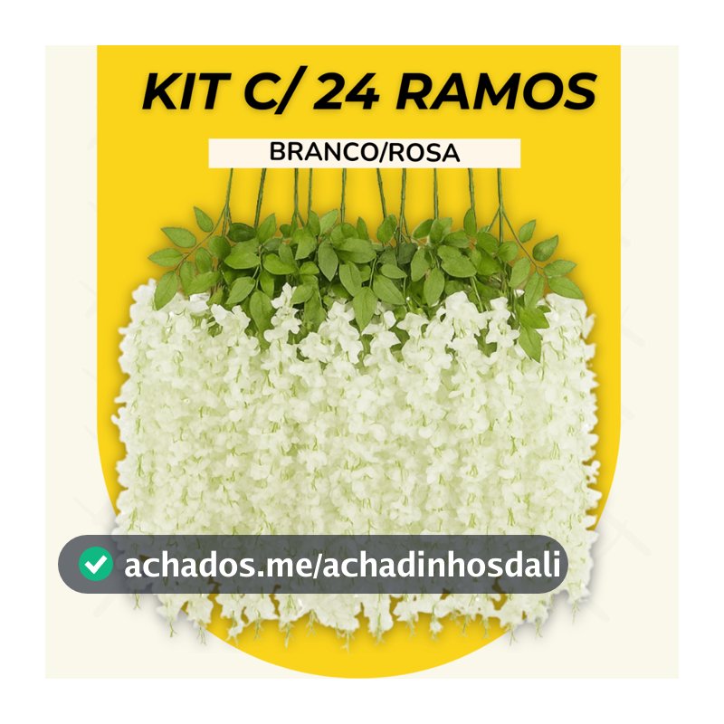Kit 24 Pendente Cerejeira Artificial Branco Galho C/folhagem Decoração Casamento