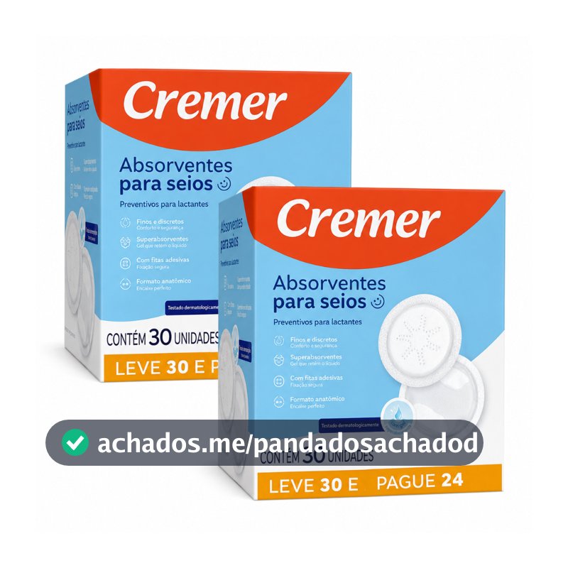 KIT 2 caixas Absorvente para Seios Cremer - 60 unidades