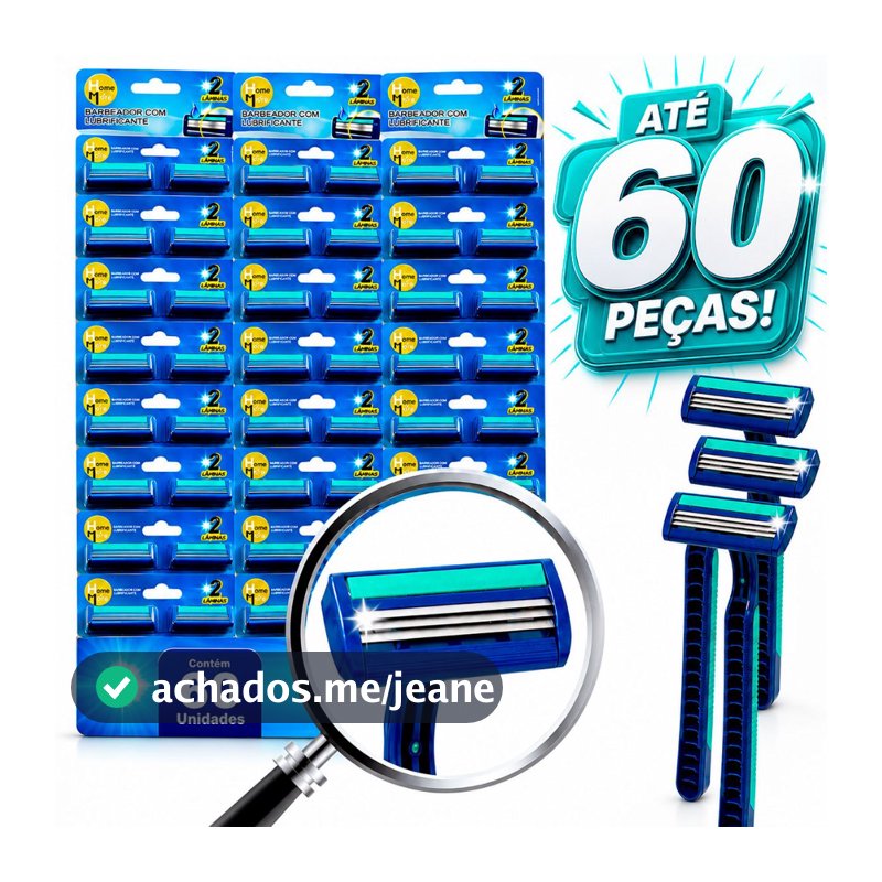 Kit Barbeador Descartável com 2 Lâminas Prestobarba Fita Lubrificante Uso Diário e Profissional