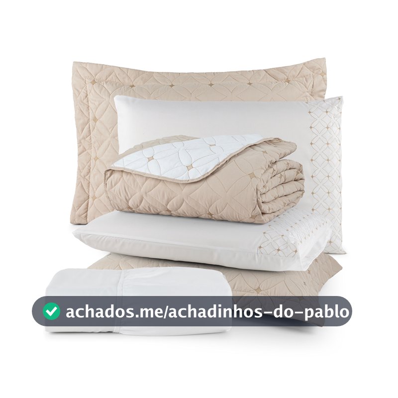 Kit 6 Peças Casal Queen King Bordado Cobre Leito e lençol Ideale 200 Fios Acetinado
