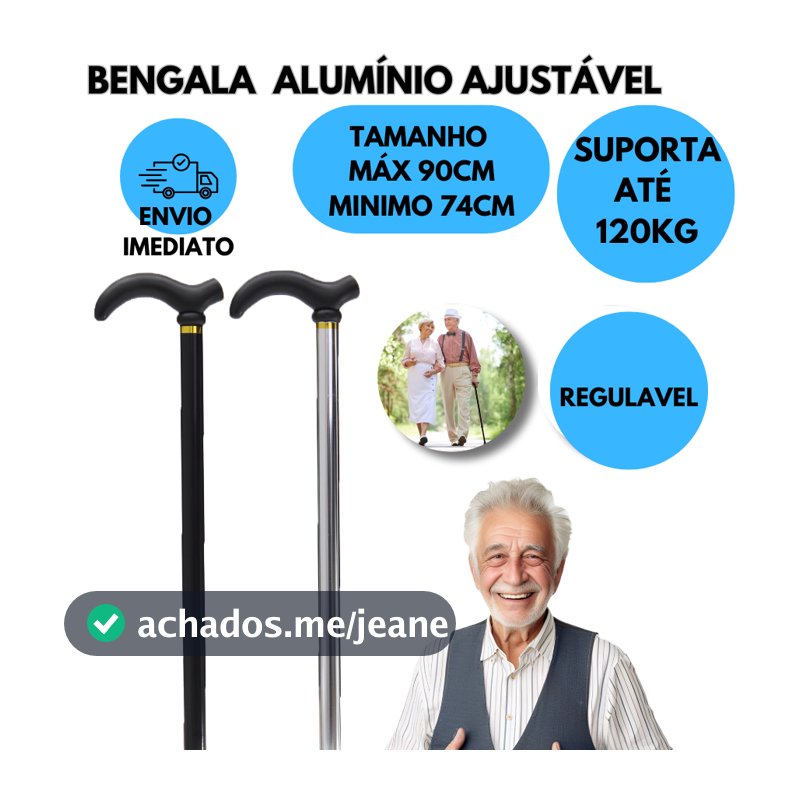 Bengala para idosos ortopédica ajustável alumínio leve Cajado para caminhada BENGALAS anatômica antiderrapante
