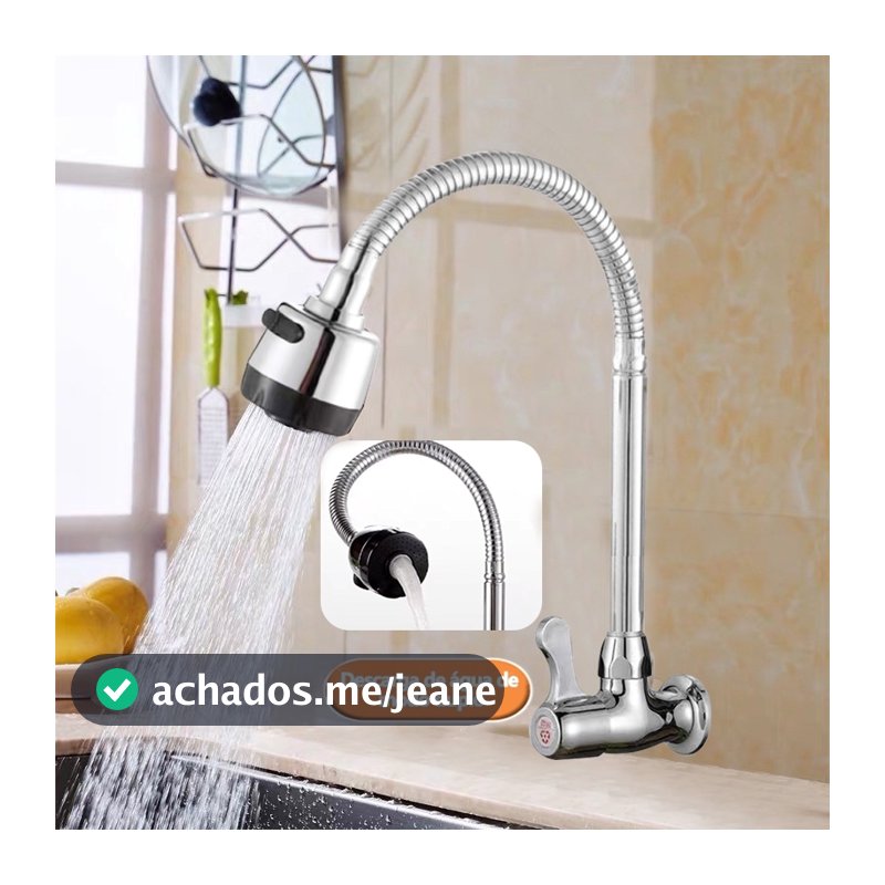 Inox Torneira  Prata/Preto Com Chuveiro Com Rotação De 360° Cozinha Luxo Parede Promoção