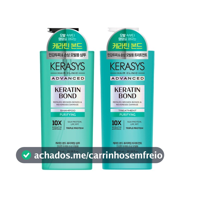 Kit Keratin Bond Purifying Kerasys 600 ml - Shampoo E Tratamento Para Cabelos Oleosos