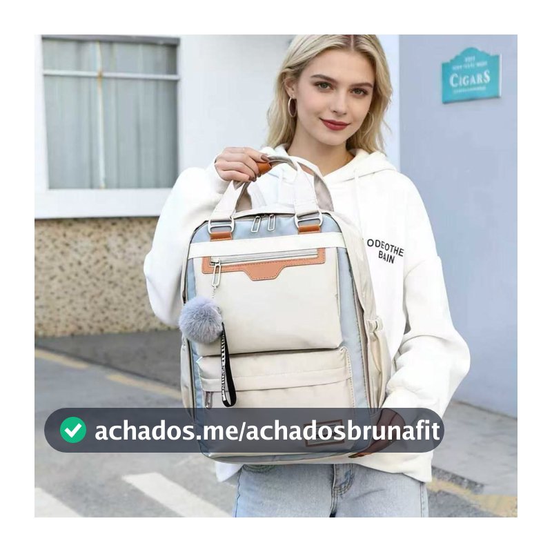 Mochila bolsa feminina bolsa casual de poliéster, para universidade, escola e viagem cor bege