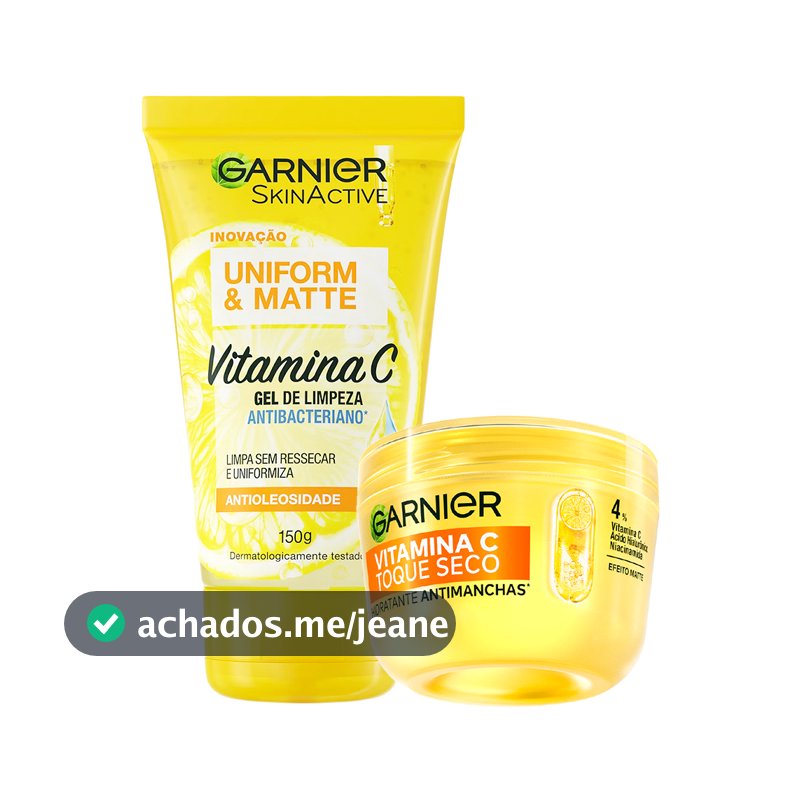 Garnier Kit Vitamina C, Gel de Limpeza 150g e Hidratante Facial Toque Seco Antimanchas 85g