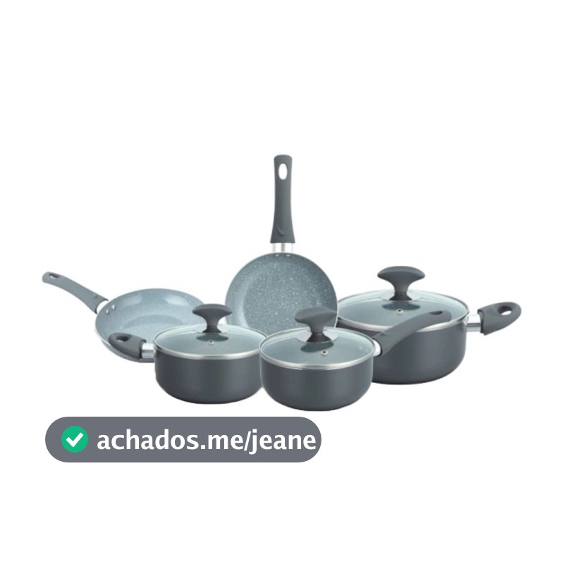 Conjunto de Panelas Cerâmica Cazza Chef Cinza 5 Peças