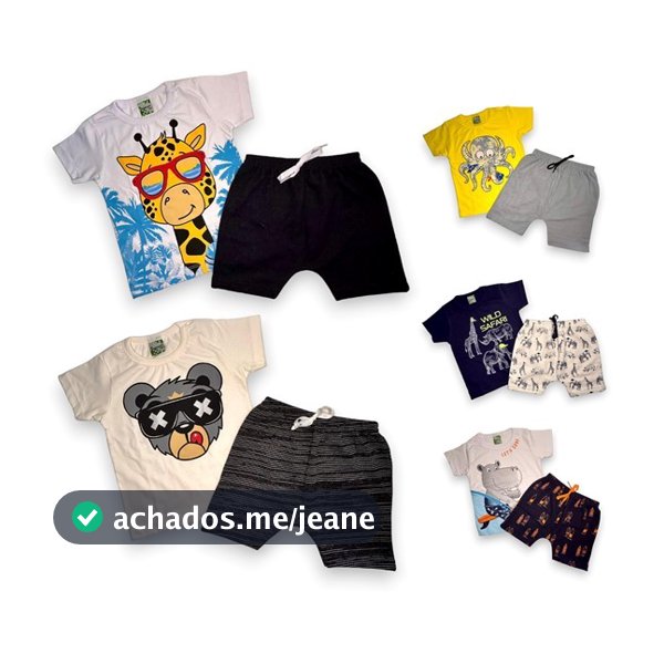 Conjunto infantil Menino Verão 2 peças tam 1/2/3 – Bermuda e Camiseta Roupa de bebê e infantil