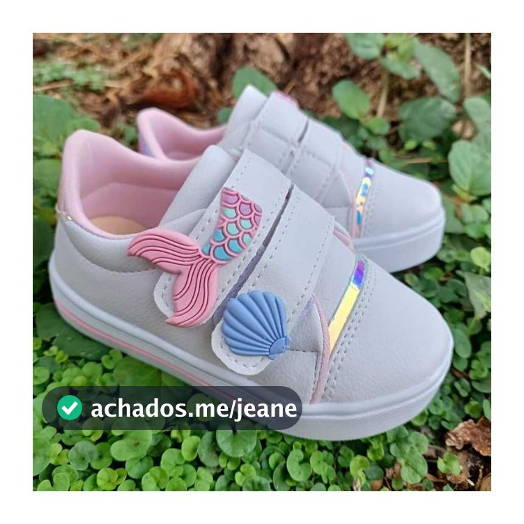 Tênis Infantil Menina Moda Blogueirinha Sereia Detalhe em Laço Panda Conforto Antiderrapante Bebê