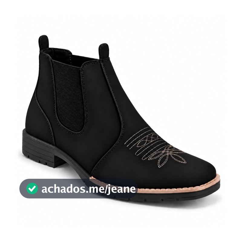 Botina de camurça com bordado feminino