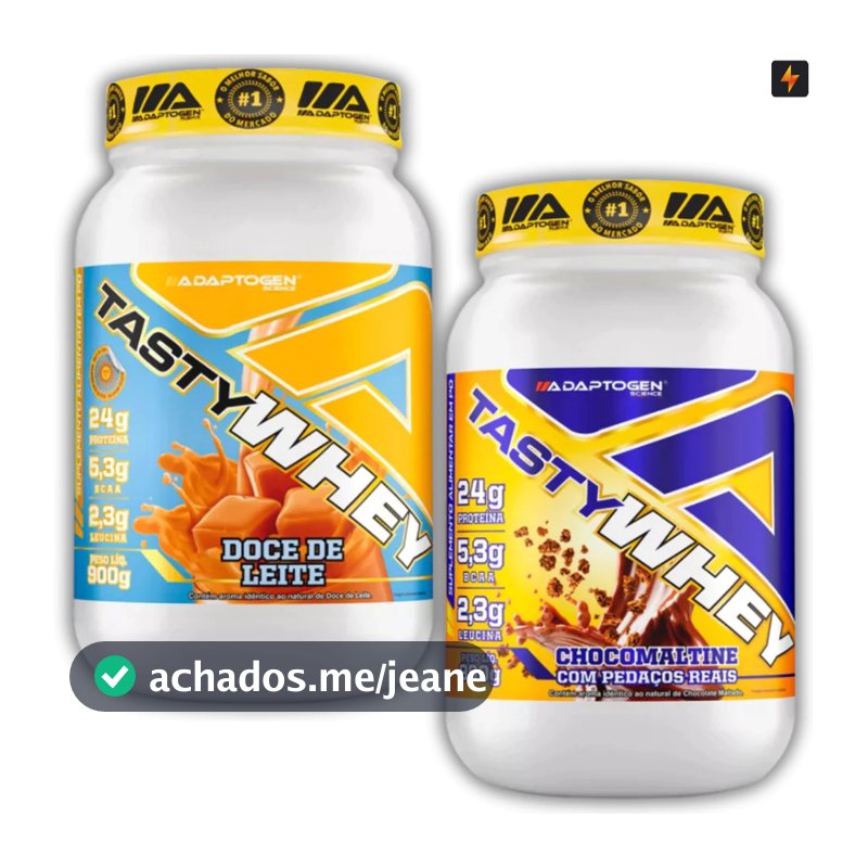 Kit 2x Tasty Whey Adaptogen 900g - Whey Protein 3w Proteína Concentrada Isolada Hidrolisada