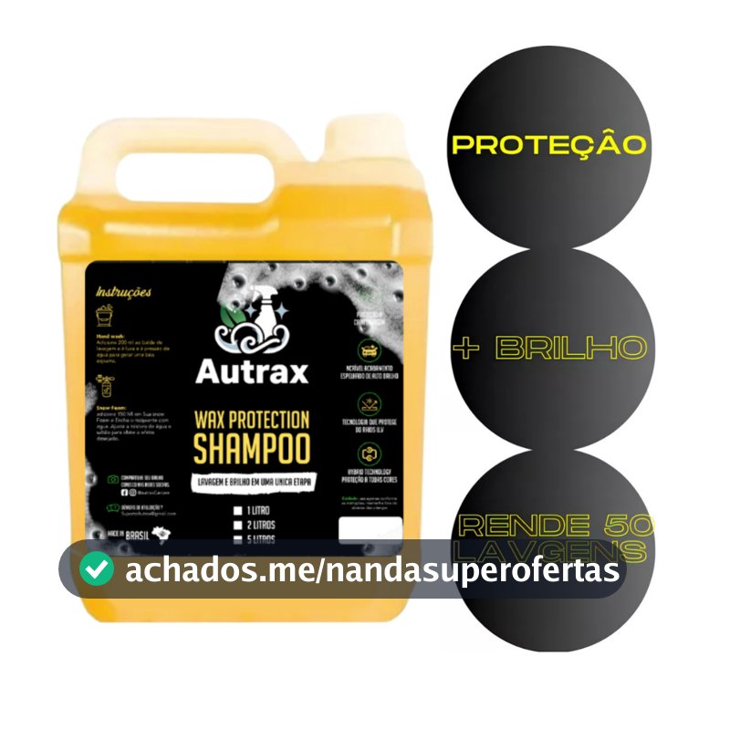 Shampoo Com Cera 5 Litros Automotivo + Brilho Limpeza profunda
