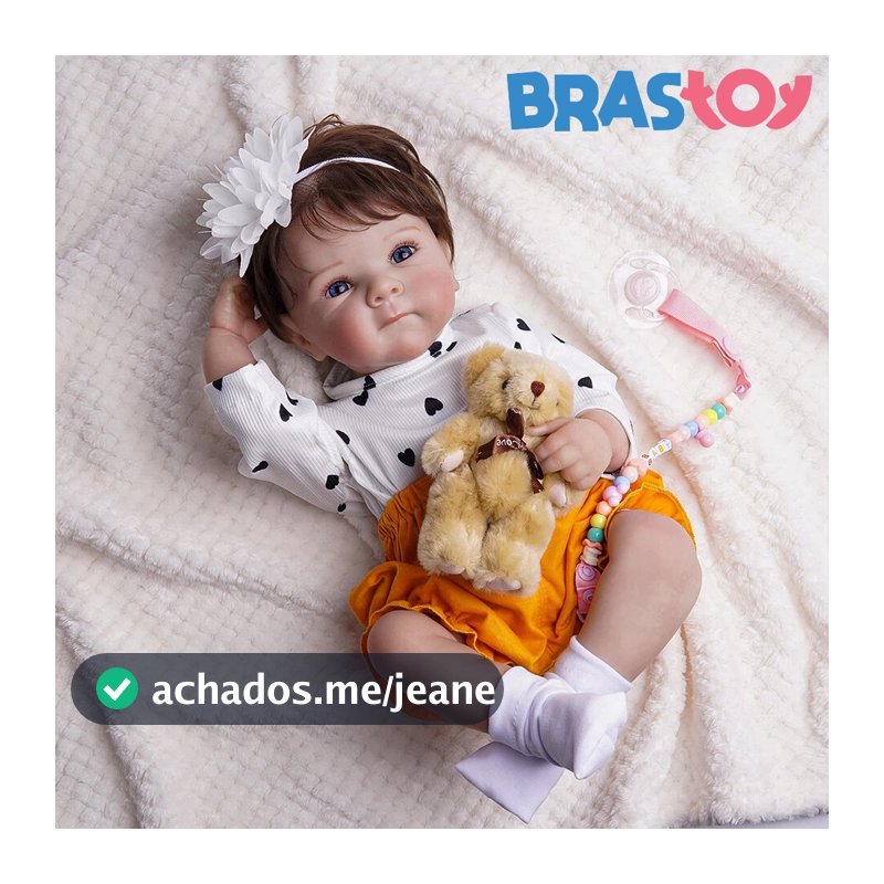 Brastoy Bebê Reborn Boneca 100% Original Silicone 48cm Menina Banho