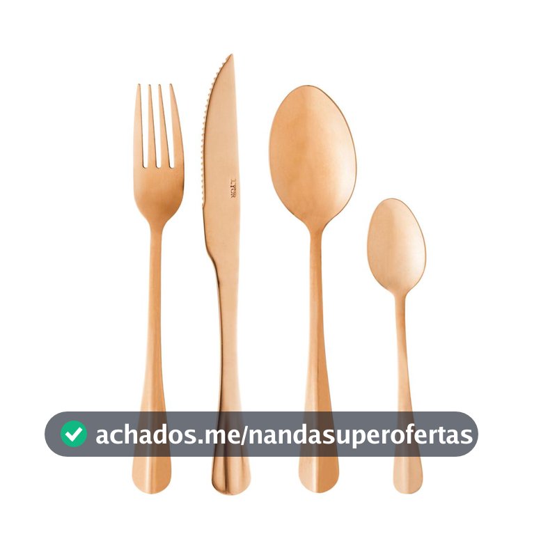 Faqueiro Lyor Positano 24 Peças Aço Inox Rose Jogo de Talheres Completo Garfos Facas Colheres Mesa Posta Jantar Presente