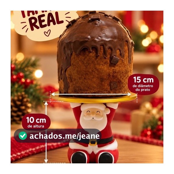 Porta Panetone Papai Noel 3D | Suporte para Panetone 500g | Decoração Natal Mesa Posta