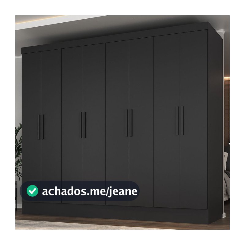 Guarda Roupa Casal 100% MDF 8 Portas 4 Gavetas Jatobá Yescasa Preto Preto
