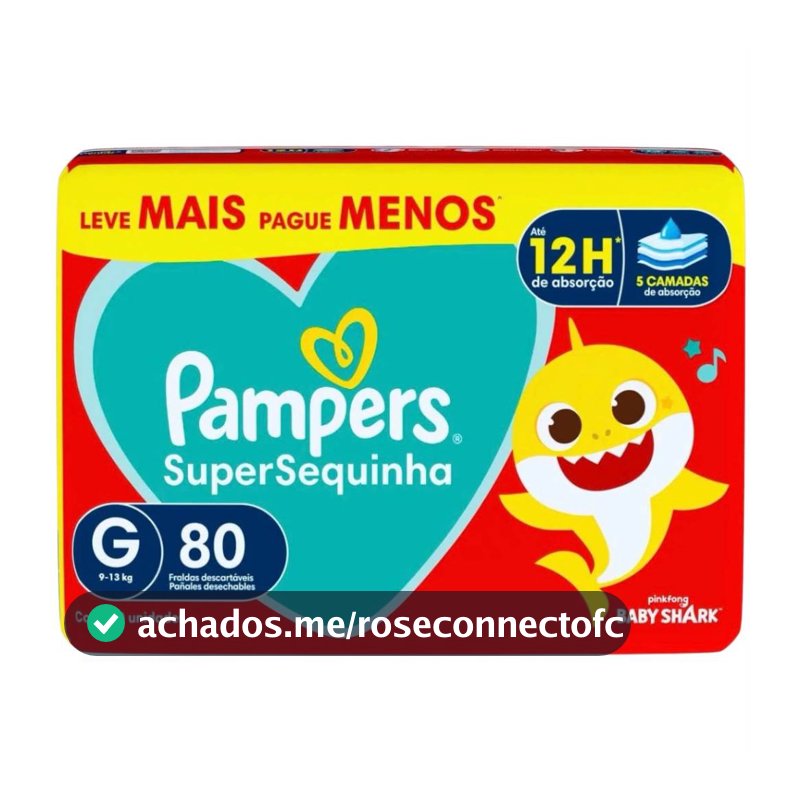 Fraldas Pampers Supersec G 80 Fraldas - Secagem Rápida e Ajuste Perfeito