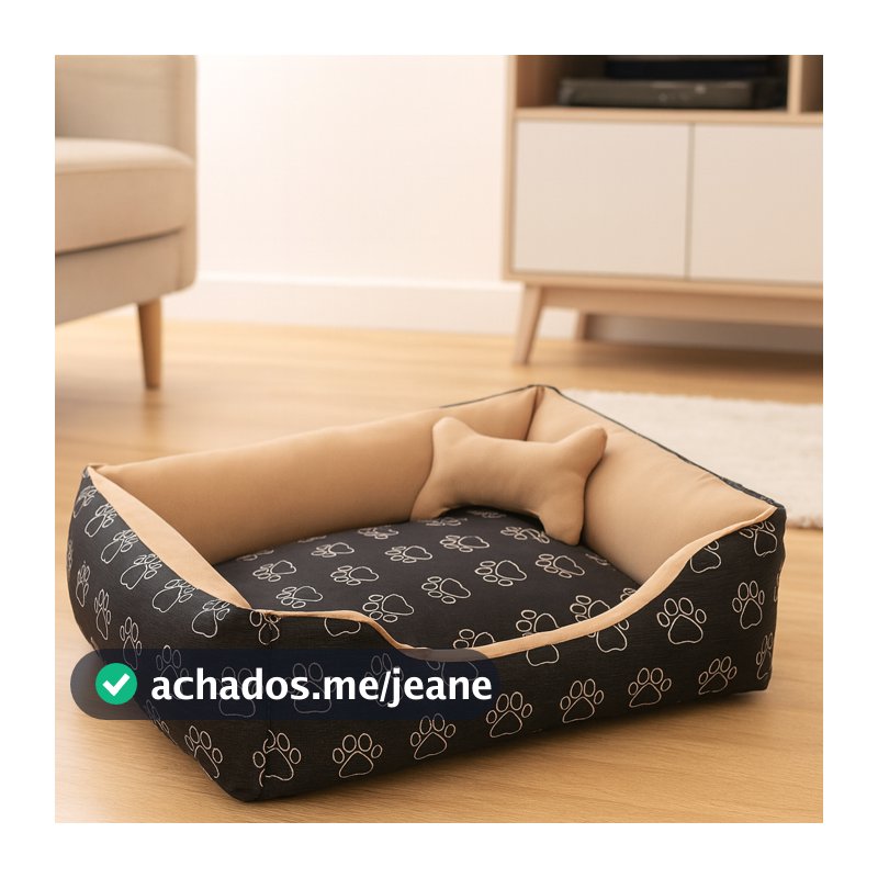 Cama Pet Caminha de Cachorro ou Gato tamanho Médio 60x47 Lavável com Fundo IMPERMEÁVEL + Ossinho
