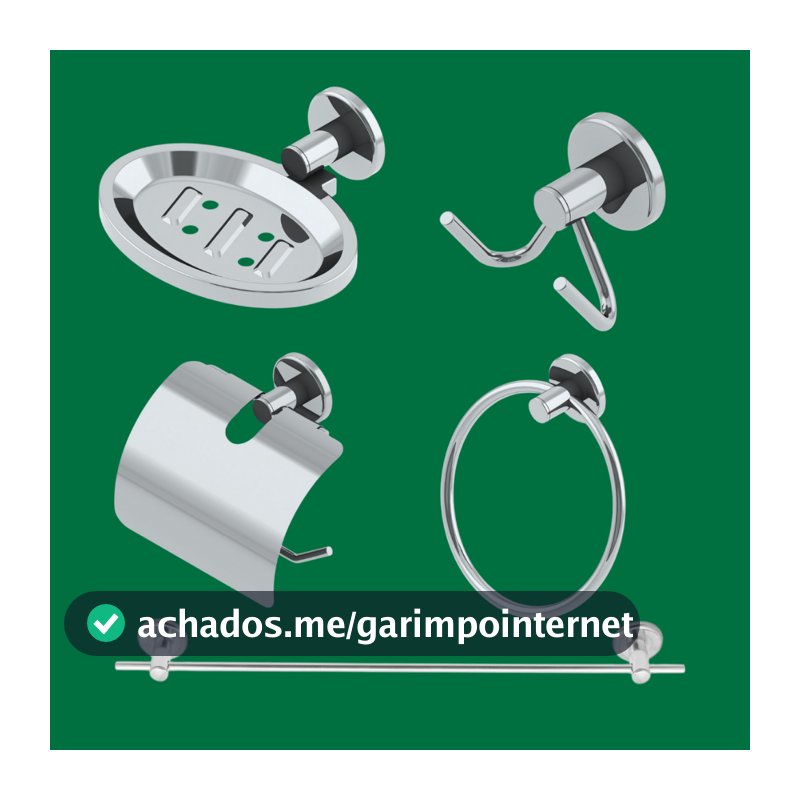 Kit Para Banheiro Completo Acessórios Em Inox Linha Stander 5 Peças