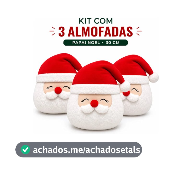 Kit De Natal 3 Almofadas Papai Noel 30cm Decoração Natalina