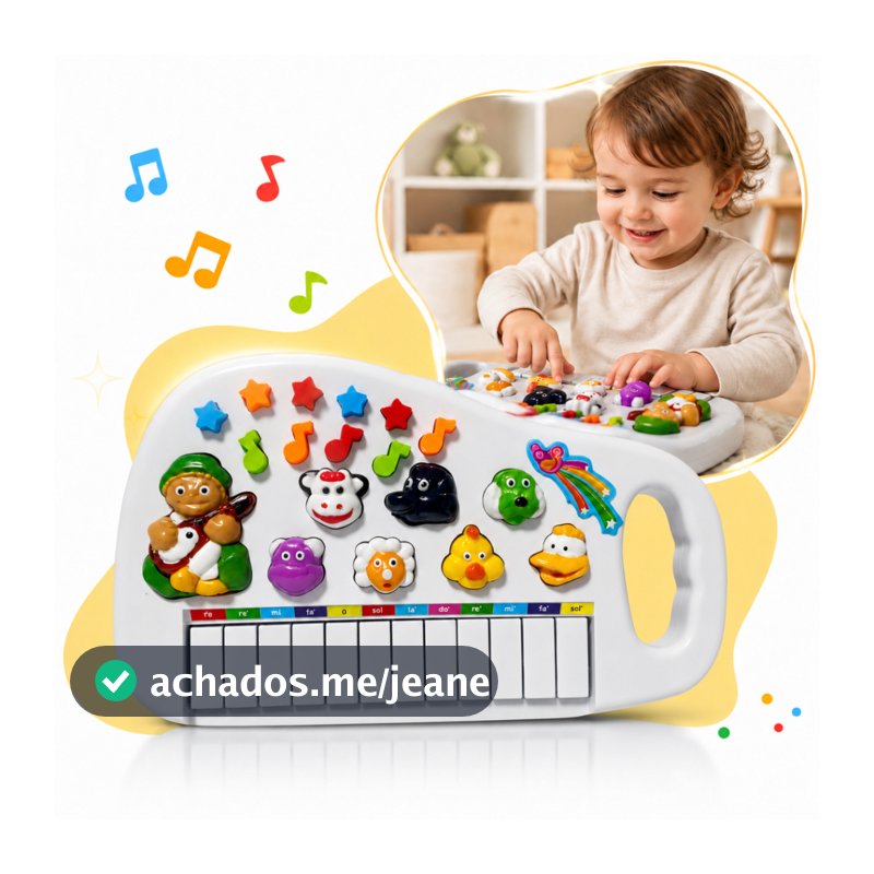 Piano Infantil Musical Som de Animais Teclado Bebê Educativo Luzes Presente Brinquedo Interativo