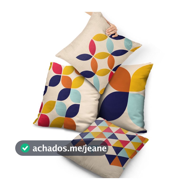 Kit 4 Capas de Almofadas Yuzo 45x45cm Geométrica Colorida