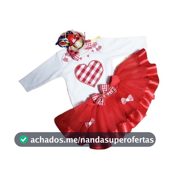 Body Bebê Manga Longa Mesversário Festa Junina + Saia Tutu