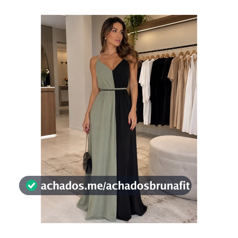 Vestido Feminino Com Bojo Alça Regulável Longo Duo Color