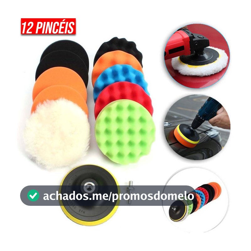 5/7/8/12 Peças Kit Boina de Polimento Automotivo M10/M14 3 Polegadas | Espuma e Lã para Furadeira