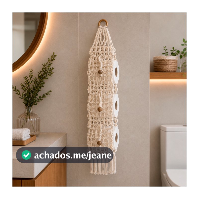 Porta papel higiênico para 3 rolos em crochê artesanal 100% algodão