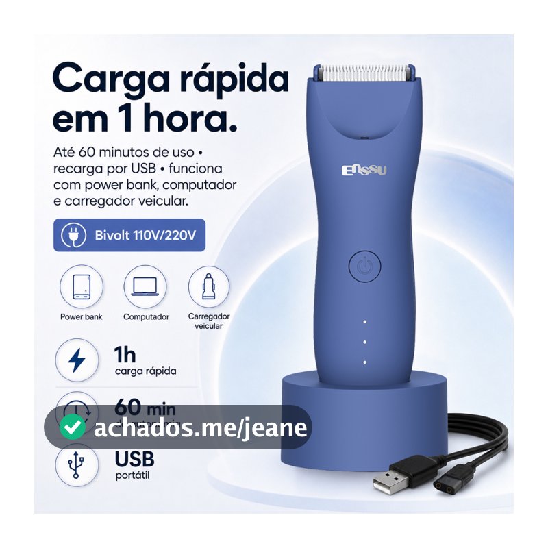 Aparador de Pelos Masculino Sem Fio Impermeável para Barba Corpo Virilha Kit Completo