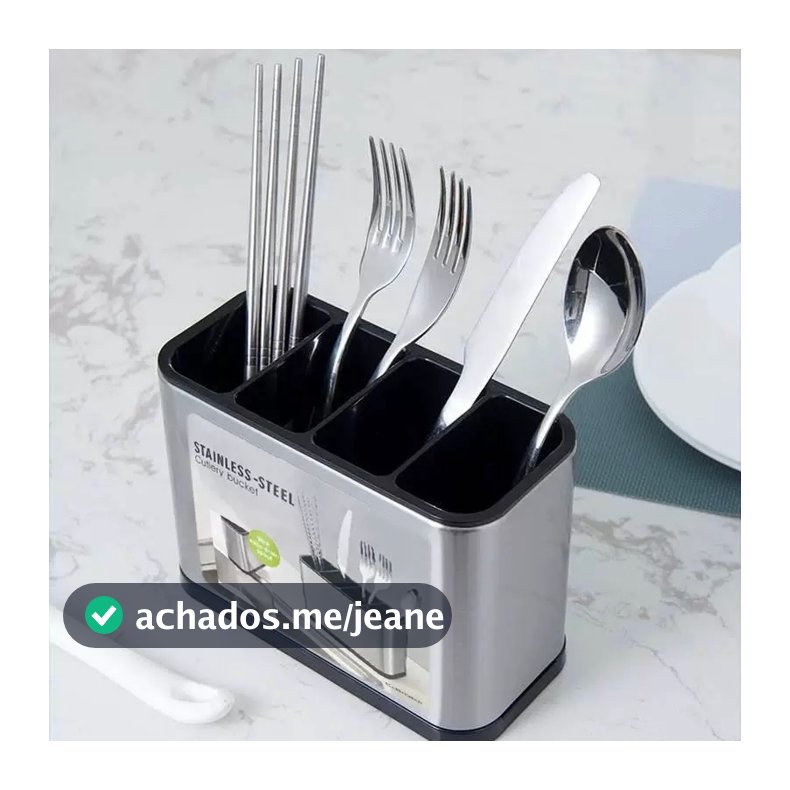 Porta Talheres Inox Organizador Cozinha Escorredor de Talheres com Divisórias
