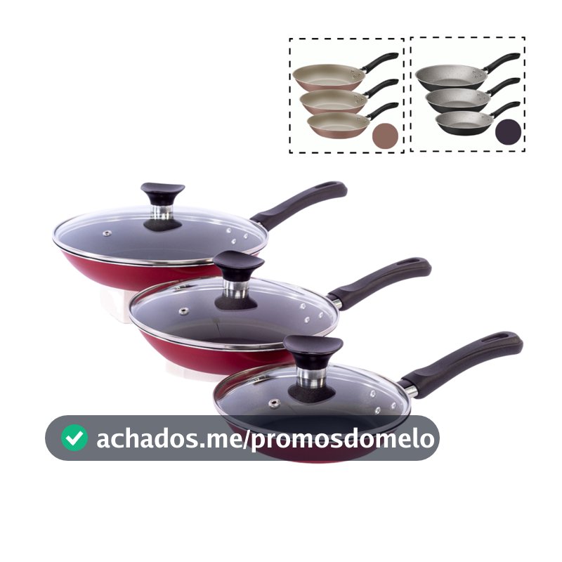 Jogo de Frigideiras Tramontina 3pçs Caribe Revestimento Antiaderente Starflon Max