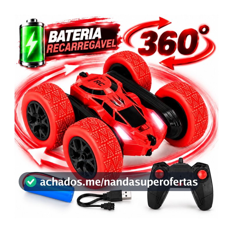 Carrinho de Controle Remoto Acrobata Giro 360 4x4 Recarregável Brinquedo Menino