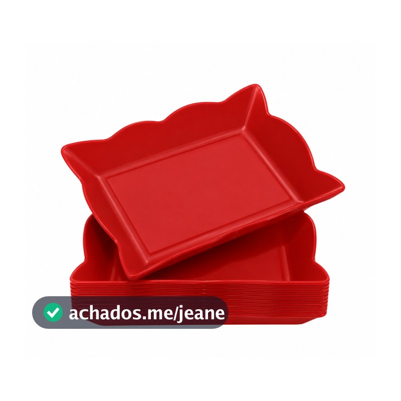 Kit Bandejas Plásticas Multiuso Petisqueiras Organizadoras Decorativas Natal Vermelhas