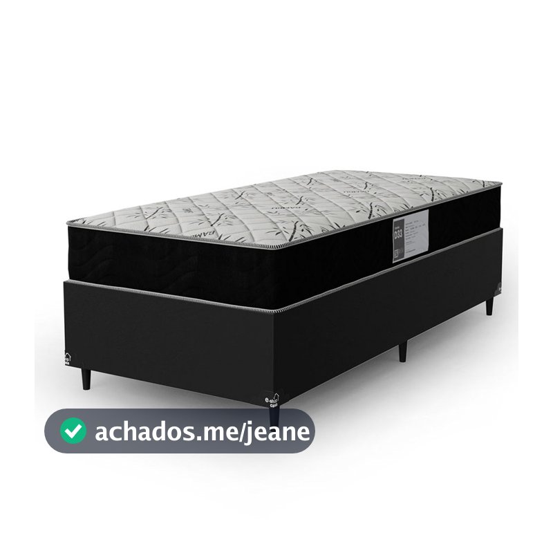 Cama Box Solteiro Couro Preto + Colchão D33 One Face Suede Preto - e-Shop Casa