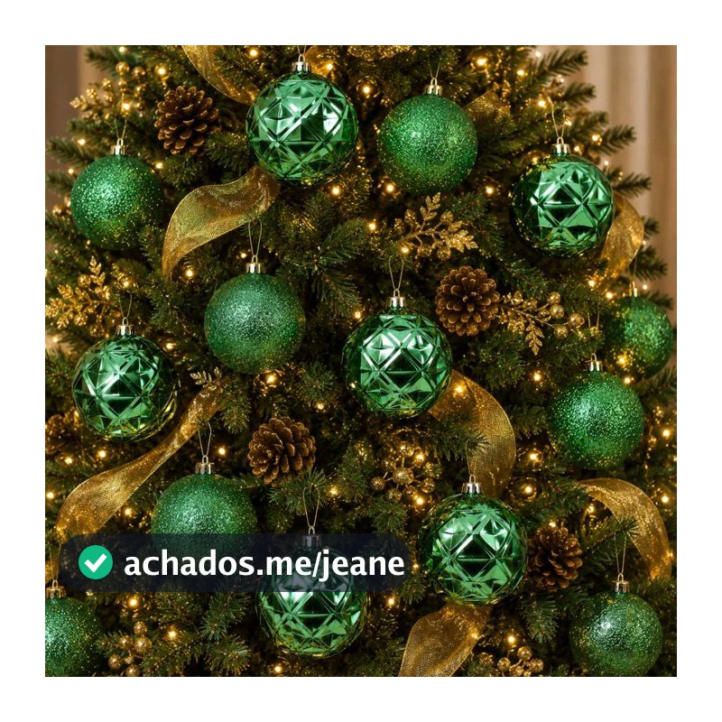 BOLA DE NATAL MISTA GLITTER / ESTRELA ALTO RELEVO ARABESCO VAZADO VERDE MENTA 9 PECAS 6CM DE Ø