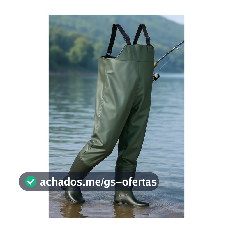 Macacão Pescador Impermeável 1,25m x 58cm Bota Embutida | PVC Resistente | Pesca e Limpeza P.HQ